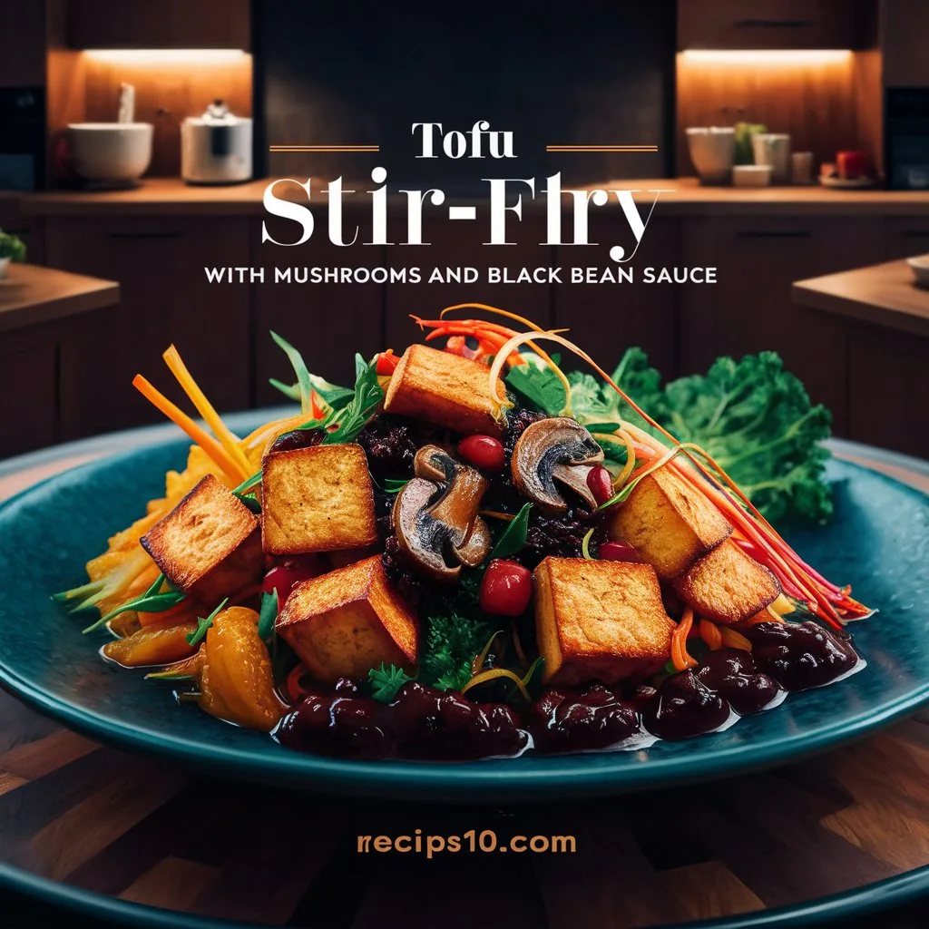 Tofu Stir-Fry with Mushrooms and Black Bean Sauce